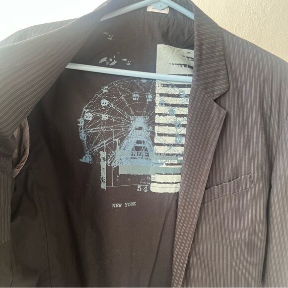 Calvin Klein Men’s Black Striped Cotton Blazer Sz‎ S Tailored Lined Classic - Picture 8 of 10